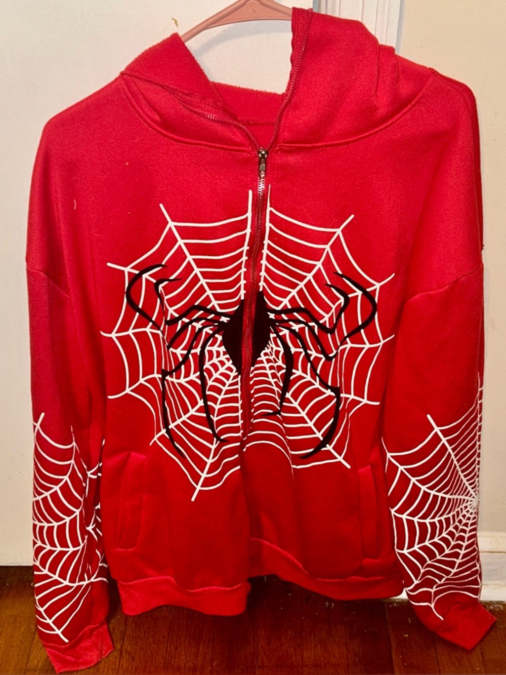 Red Spider Web Zip Hoodie unisex Spider-Man